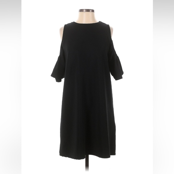 Zara Elegant Black Cold Shoulder Dress size large - Picture 1 of 4
